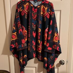 Floral Women's Blouse - Black and Red